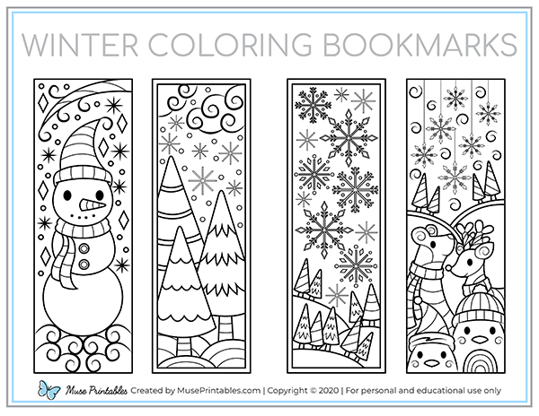 Winter Coloring Bookmarks