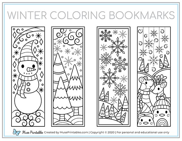 Printable Winter Coloring Bookmarks