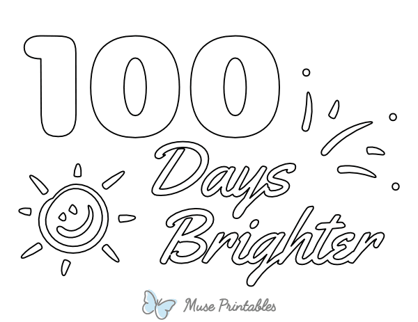 100 Days Brighter Coloring Page