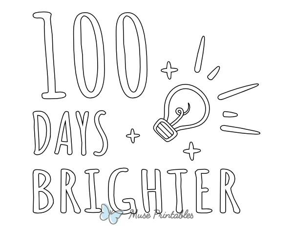 100 Days Brighter Light Bulb Coloring Page