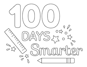 100 Days Smarter Pencil and Ruler Coloring Page