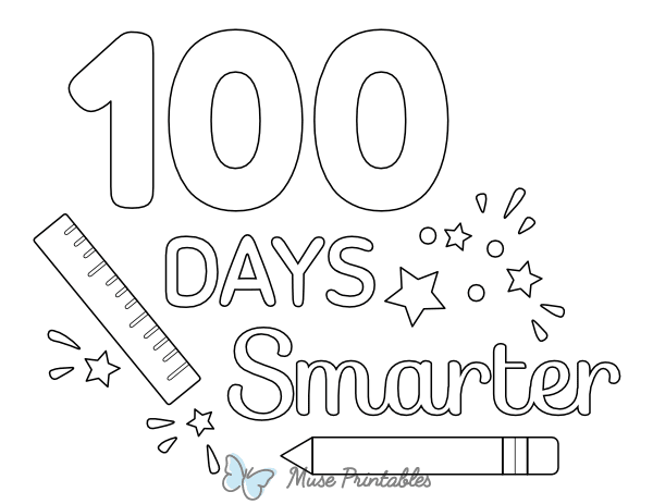 100 Days Smarter Pencil and Ruler Coloring Page