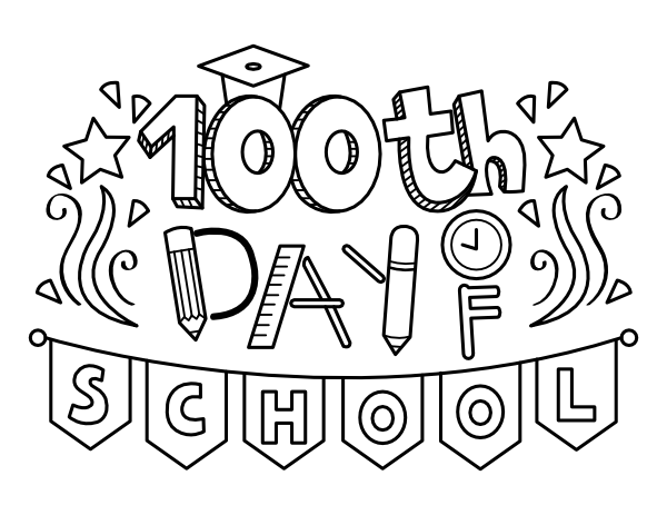 100th Day Of School Banner Coloring Page