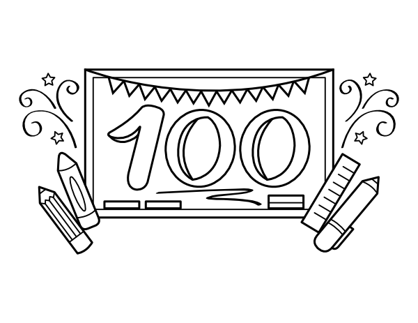 Printable 100th Day Of School Chalkboard Coloring Page