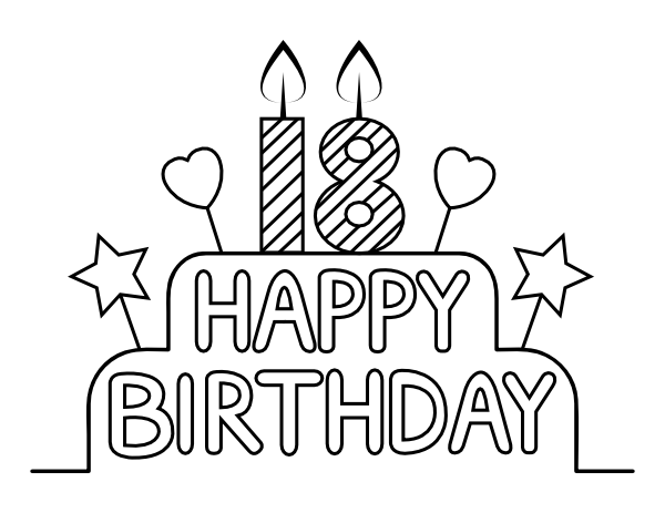 18th Birthday Cake Coloring Page