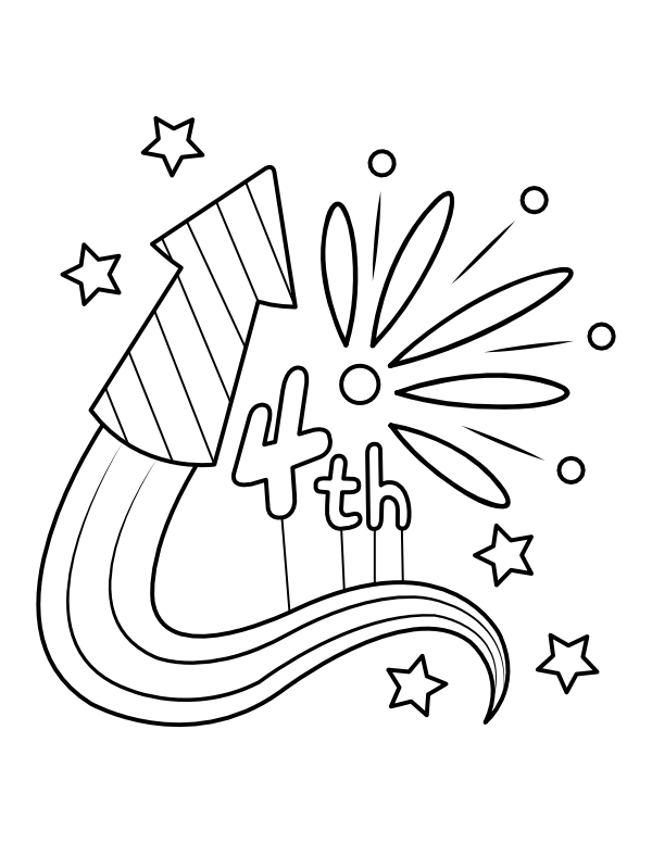 Printable 4th Of July Fireworks Coloring Page
