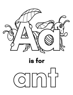 A Is for Ant Coloring Page