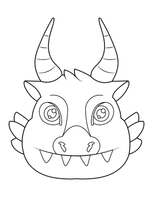 Adorable Dragon Head Coloring Page