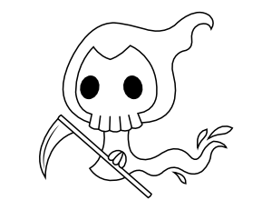 Adorable Grim Reaper Coloring Page