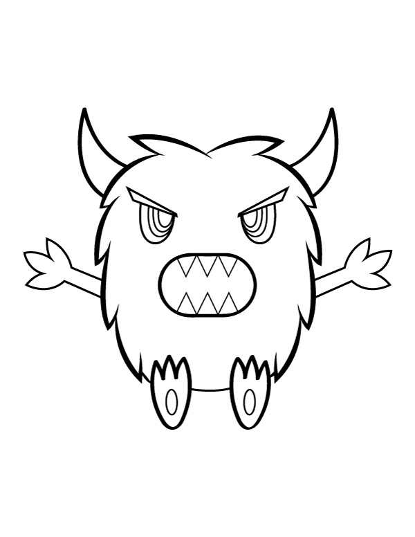 Adorable Horned Monster Coloring Page