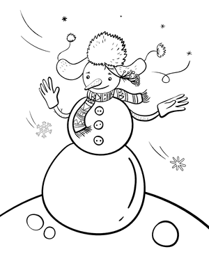 Adorable Snowman Coloring Page