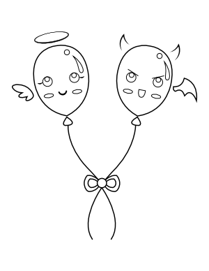 Angel and Devil Balloons Coloring Page