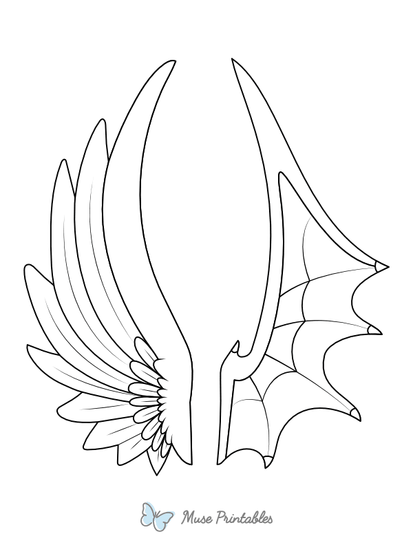 Angel and Devil Wings Coloring Page