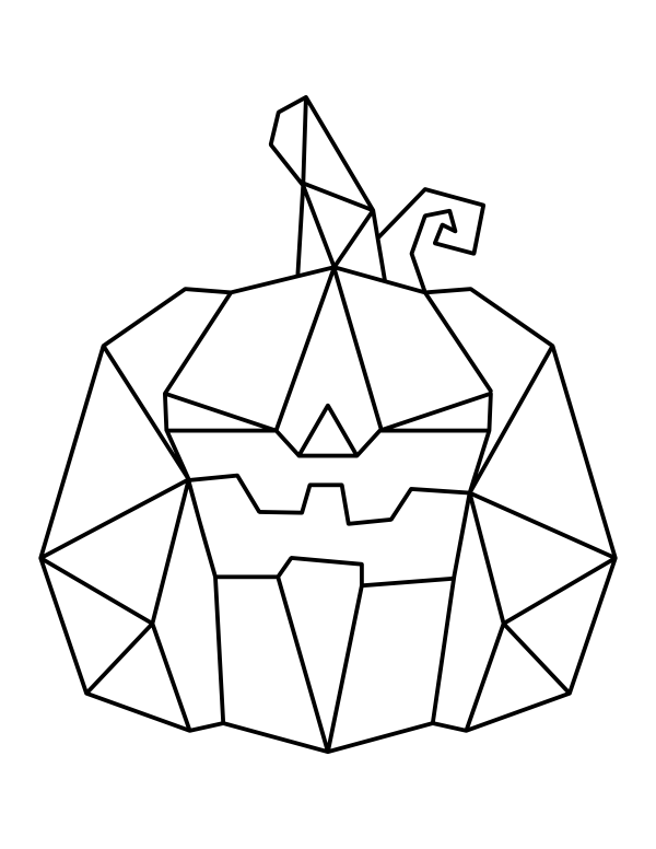 Angry Geometric Jack-o'-lantern Coloring Page