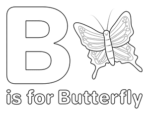 B Is for Butterfly Coloring Page