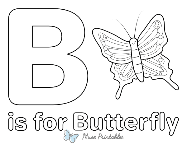 B Is for Butterfly Coloring Page