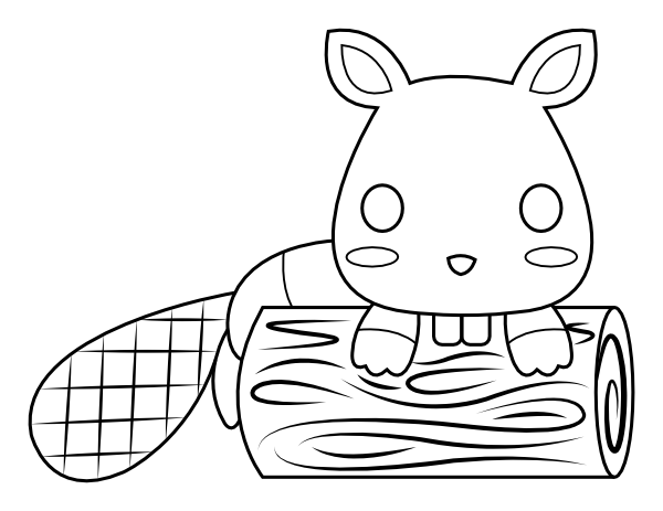 Baby Beaver Coloring Page