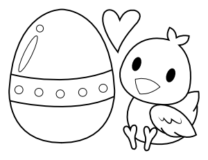 Baby Chick And Easter Egg Coloring Page