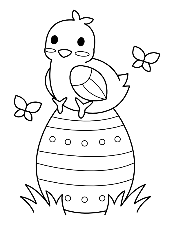 Baby Chick On Easter Egg Coloring Page