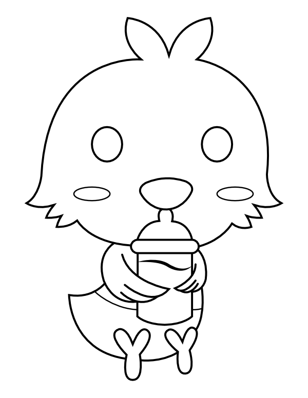Baby Chick with Bottle Coloring Page