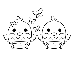 Baby Chicks and Butterflies Coloring Page