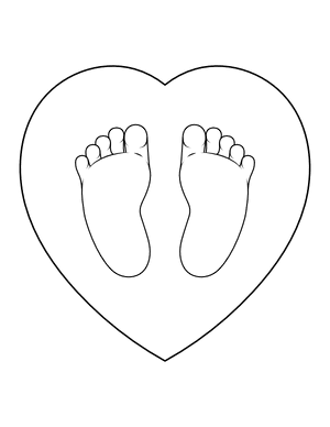 Baby Feet in Heart Coloring Page