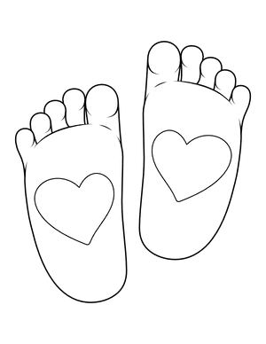 Baby Feet With Hearts Coloring Page