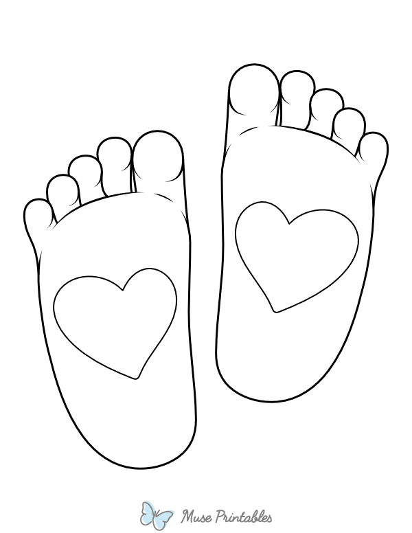 Baby Feet With Hearts Coloring Page