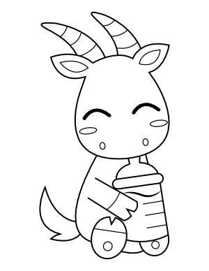 Baby Goat with Bottle Coloring Page