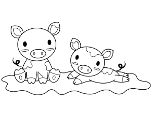 Baby Pigs Coloring Page