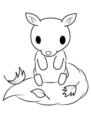 Baby Squirrel and Leaves Coloring Page