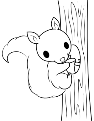 Baby Squirrel Climbing A Tree Coloring Page