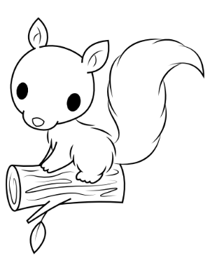 Baby Squirrel On Log Coloring Page