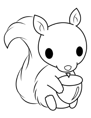 Baby Squirrel With Acorn Coloring Page