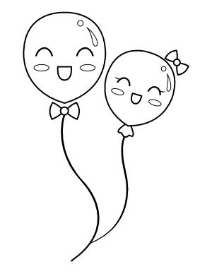 Balloon Couple Coloring Page