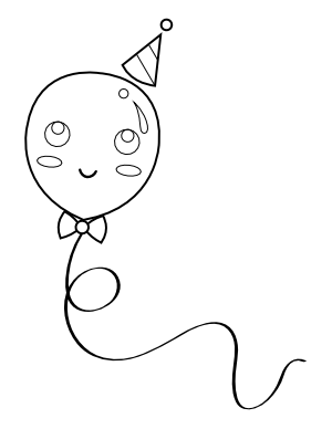 Balloon with Party Hat Coloring Page