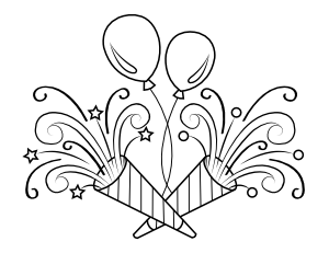 Balloons and Confetti Poppers Coloring Page