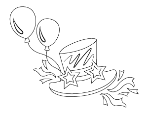 Balloons And Festive Hat Coloring Page