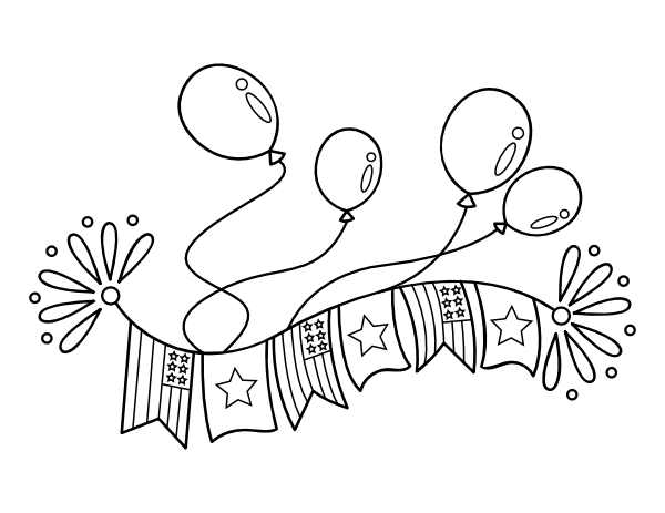 Balloons and Flags Coloring Page