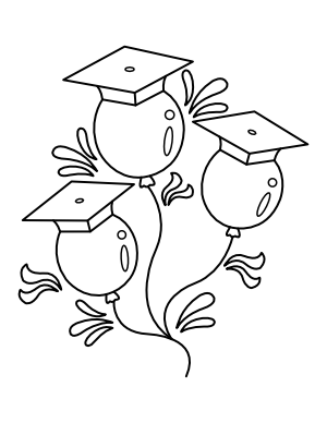 Balloons and Graduation Caps Coloring Page