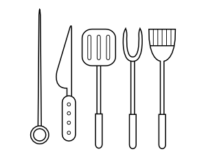 Barbecue Utensils Coloring Page