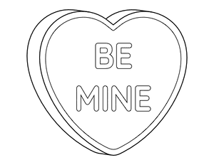 Be Mine Candy Heart Coloring Page