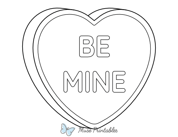 Be Mine Candy Heart Coloring Page