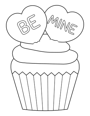 Be Mine Cupcake Coloring Page