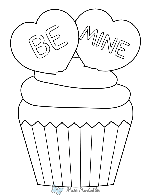 Be Mine Cupcake Coloring Page