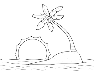 Beach Sunset Coloring Page