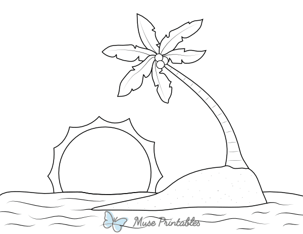 Beach Sunset Coloring Page