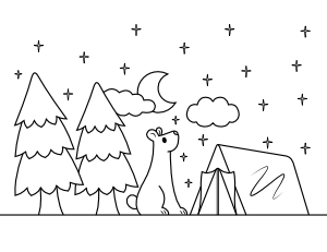 Bear Camp Scene Coloring Page