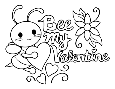 Bee My Valentine Coloring Page
