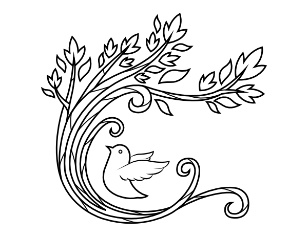 Bird and Branch Coloring Page